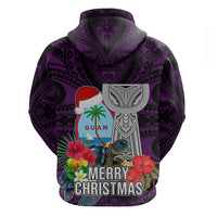 Guam Christmas Hoodie Santa Gift Latte Stone and Sea Turle Mix Hibiscus Chamorro Pink Style LT03