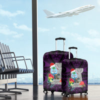 Guam Christmas Luggage Cover Santa Gift Latte Stone and Sea Turle Mix Hibiscus Chamorro Pink Style LT03