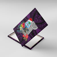 Custom Guam Christmas Canvas Wall Art Santa Gift Latte Stone and Sea Turle Mix Hibiscus Chamorro Pink Style LT03