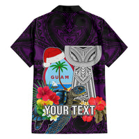 Custom Guam Christmas Family Matching Summer Maxi Dress and Hawaiian Shirt Santa Gift Latte Stone and Sea Turle Mix Hibiscus Chamorro Pink Style LT03 - Polynesian Pride