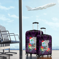 Custom Guam Christmas Luggage Cover Santa Gift Latte Stone and Sea Turle Mix Hibiscus Chamorro Pink Style LT03