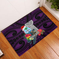 Custom Guam Christmas Rubber Doormat Santa Gift Latte Stone and Sea Turle Mix Hibiscus Chamorro Pink Style LT03