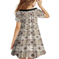 Tukenny Pattern Fijian War Clubs Kid Short Sleeve Dress LT03 - Polynesian Pride