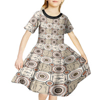 Tukenny Pattern Fijian War Clubs Kid Short Sleeve Dress LT03 - Polynesian Pride