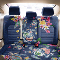 Hawaiian Turtles and Tropical Plants Back Car Seat Cover Blue Watercolor