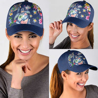 Hawaiian Turtles and Tropical Plants Classic Cap Blue Watercolor