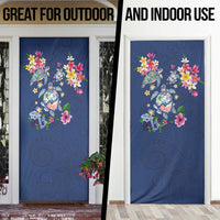 Hawaiian Turtles and Tropical Plants Door Cover Blue Watercolor