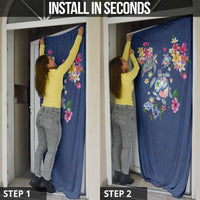 Hawaiian Turtles and Tropical Plants Door Cover Blue Watercolor