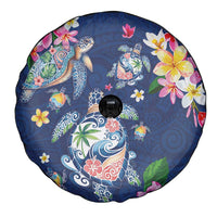 Hawaiian Turtles and Tropical Plants Spare Tire Cover Blue Watercolor LT03 - Polynesian Pride