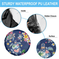 Hawaiian Turtles and Tropical Plants Spare Tire Cover Blue Watercolor LT03 - Polynesian Pride