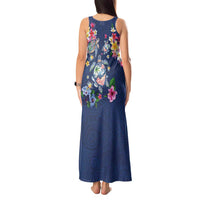 Hawaiian Turtles and Tropical Plants Tank Maxi Dress Blue Watercolor LT03 - Polynesian Pride