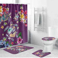 Hawaiian Turtles and Tropical Plants Bathroom Set Purple Watercolor