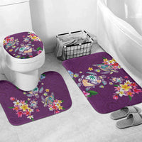Hawaiian Turtles and Tropical Plants Bathroom Set Purple Watercolor