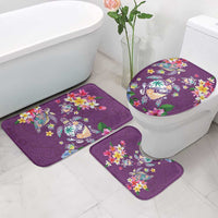 Hawaiian Turtles and Tropical Plants Bathroom Set Purple Watercolor