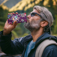 Hawaiian Turtles and Tropical Plants 4 in 1 Can Cooler Tumbler Purple Watercolor