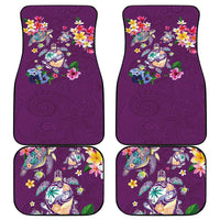 Hawaiian Turtles and Tropical Plants Car Mats Purple Watercolor
