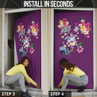 Hawaiian Turtles and Tropical Plants Door Cover Purple Watercolor LT03 - Polynesian Pride