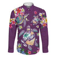 Hawaiian Turtles and Tropical Plants Family Matching Mermaid Dress and Hawaiian Shirt Purple Watercolor