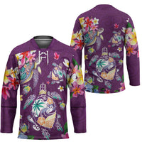 Hawaiian Turtles and Tropical Plants Hockey Jersey Purple Watercolor LT03 - Polynesian Pride