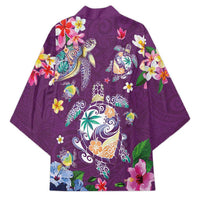 Hawaiian Turtles and Tropical Plants Kimono Purple Watercolor