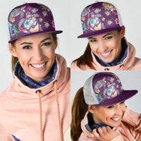 Hawaiian Turtles and Tropical Plants Mesh Trucker Cap Purple Watercolor LT03 - Polynesian Pride