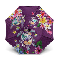 Hawaiian Turtles and Tropical Plants Umbrella Purple Watercolor LT03 One Size Folded 11.42 inch Opened Diameter 37.4 inch Purple - Polynesian Pride