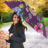 Hawaiian Turtles and Tropical Plants Umbrella Purple Watercolor LT03 - Polynesian Pride