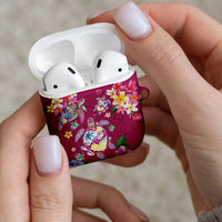 Hawaiian Turtles and Tropical Plants AirPods Case Pink Watercolor