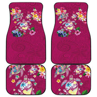 Hawaiian Turtles and Tropical Plants Car Mats Pink Watercolor
