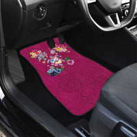 Hawaiian Turtles and Tropical Plants Car Mats Pink Watercolor