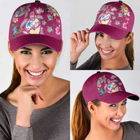 Hawaiian Turtles and Tropical Plants Classic Cap Pink Watercolor