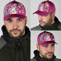 Hawaiian Turtles and Tropical Plants Classic Cap Pink Watercolor