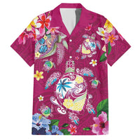 Hawaiian Turtles and Tropical Plants Hawaiian Shirt Pink Watercolor