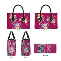 Hawaiian Turtles and Tropical Plants Leather Bag Pink Watercolor LT03 - Polynesian Pride