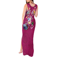 Hawaiian Turtles and Tropical Plants Tank Maxi Dress Pink Watercolor LT03 - Polynesian Pride