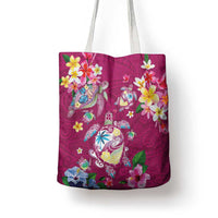 Hawaiian Turtles and Tropical Plants Tote Bag Pink Watercolor