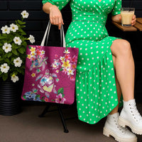 Hawaiian Turtles and Tropical Plants Tote Bag Pink Watercolor