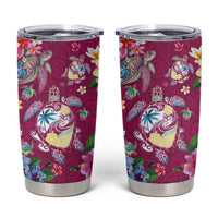 Hawaiian Turtles and Tropical Plants Tumbler Cup Pink Watercolor
