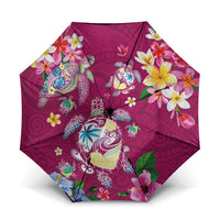 Hawaiian Turtles and Tropical Plants Umbrella Pink Watercolor