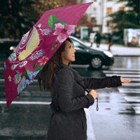 Hawaiian Turtles and Tropical Plants Umbrella Pink Watercolor