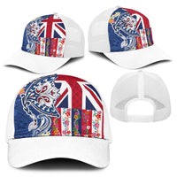 Hawaiian Manta Ray Baseball Net Cap with Hawaii Flag and Flowers LT03 - Polynesian Pride