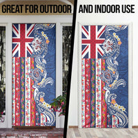 Hawaiian Manta Ray and Turtle Tribal Tattoo Door Cover With Hawaii Flag and Flowers