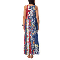 Hawaiian Manta Ray and Turtle Tribal Tattoo Family Matching Tank Maxi Dress and Hawaiian Shirt With Hawaii Flag and Flowers