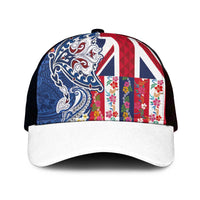 Hawaiian Manta Ray Mesh Trucker Cap with Hawaii Flag and Flowers