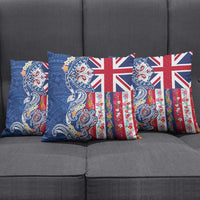 Hawaiian Manta Ray and Turtle Tribal Tattoo Pillow Cover With Hawaii Flag and Flowers