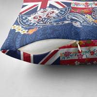 Hawaiian Manta Ray and Turtle Tribal Tattoo Pillow Cover With Hawaii Flag and Flowers