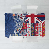 Hawaiian Manta Ray and Turtle Tribal Tattoo Tablecloth With Hawaii Flag and Flowers