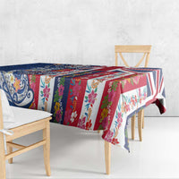 Hawaiian Manta Ray and Turtle Tribal Tattoo Tablecloth With Hawaii Flag and Flowers