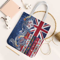 Hawaiian Manta Ray and Turtle Tribal Tattoo Tote Bag With Hawaii Flag and Flowers