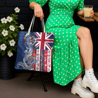 Hawaiian Manta Ray and Turtle Tribal Tattoo Tote Bag With Hawaii Flag and Flowers